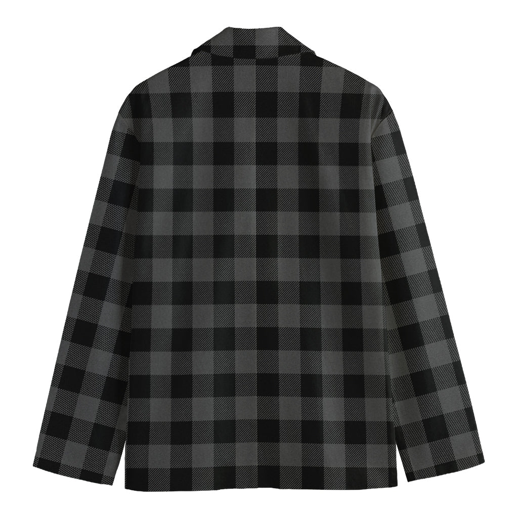 Dark Grey And Black Buffalo Check Print Men's Blazer