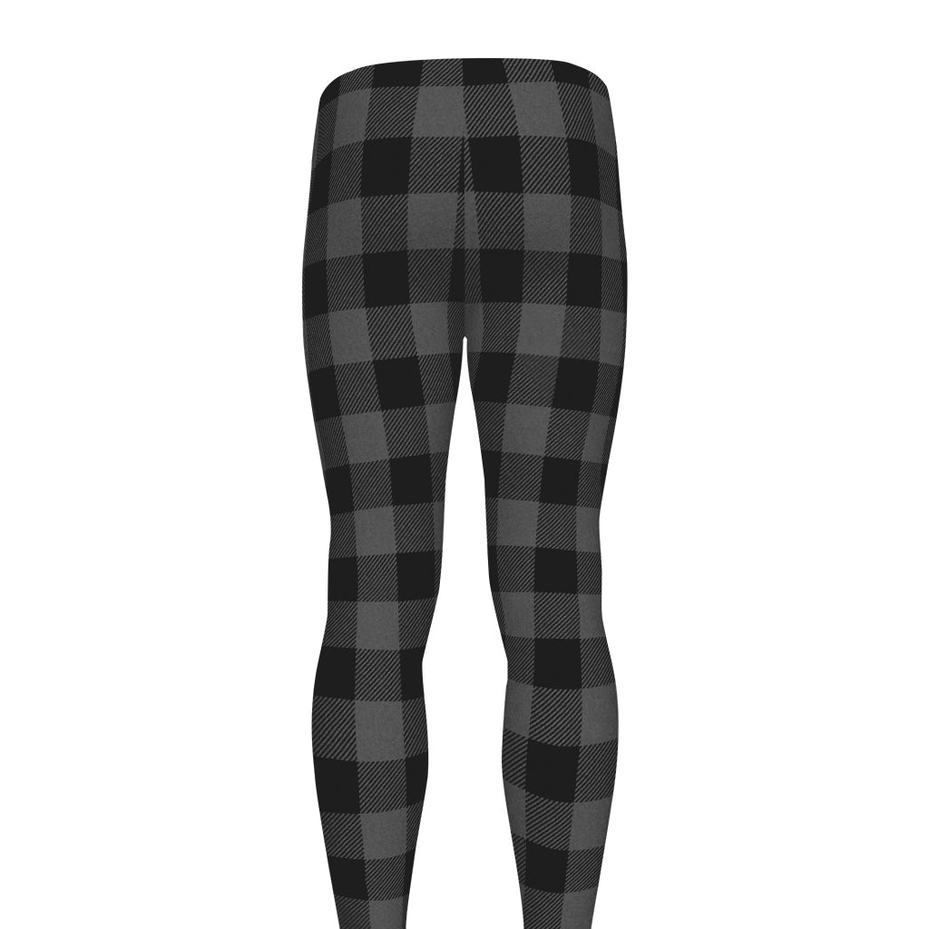 Dark Grey And Black Buffalo Check Print Men's leggings