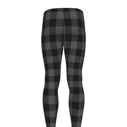 Dark Grey And Black Buffalo Check Print Men's leggings