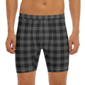 Dark Grey And Black Buffalo Check Print Men's Long Boxer Briefs