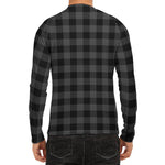 Dark Grey And Black Buffalo Check Print Men's Long Sleeve Rash Guard