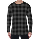 Dark Grey And Black Buffalo Check Print Men's Long Sleeve T-Shirt