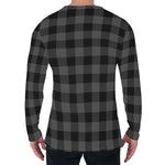 Dark Grey And Black Buffalo Check Print Men's Long Sleeve T-Shirt
