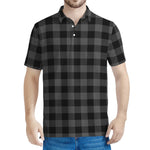 Dark Grey And Black Buffalo Check Print Men's Polo Shirt