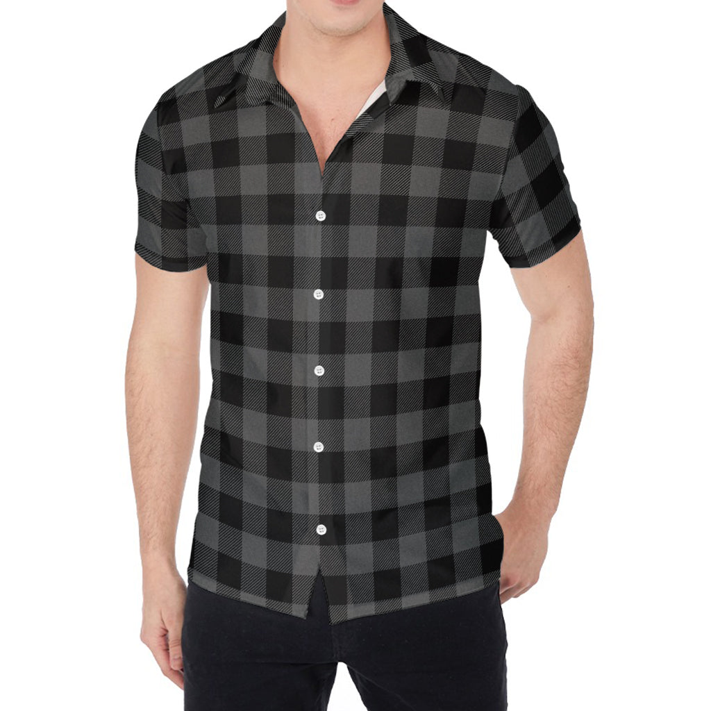 Dark Grey And Black Buffalo Check Print Men's Shirt