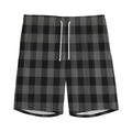 Dark Grey And Black Buffalo Check Print Men's Athletic Shorts