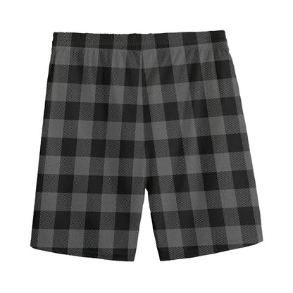 Dark Grey And Black Buffalo Check Print Men's Sports Shorts