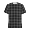 Dark Grey And Black Buffalo Check Print Men's Athletic T-Shirt