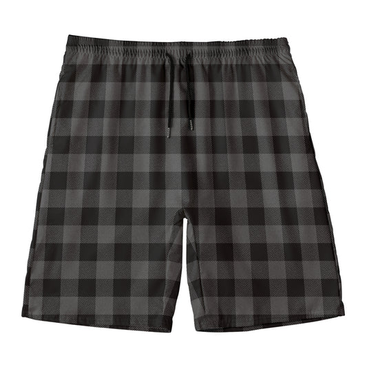 Dark Grey And Black Buffalo Check Print Men's Swim Trunks