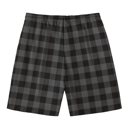 Dark Grey And Black Buffalo Check Print Men's Swim Trunks