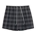 Dark Grey And Black Buffalo Check Print Mesh Shorts