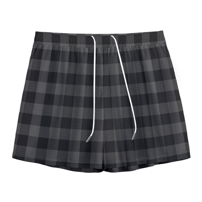 Dark Grey And Black Buffalo Check Print Mesh Shorts