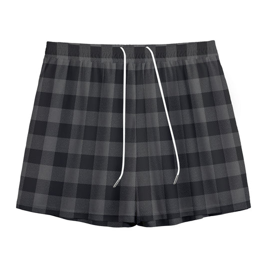 Dark Grey And Black Buffalo Check Print Mesh Shorts