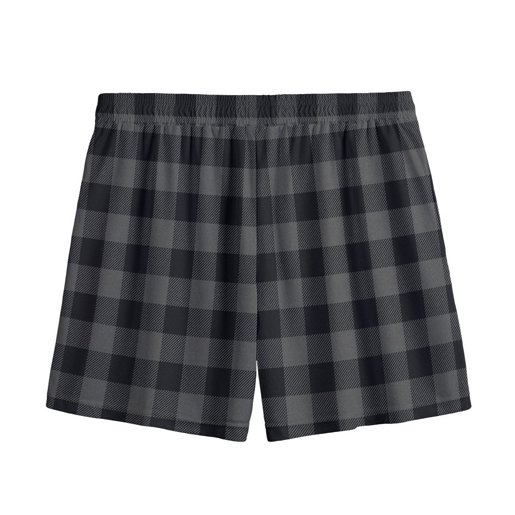 Dark Grey And Black Buffalo Check Print Mesh Shorts