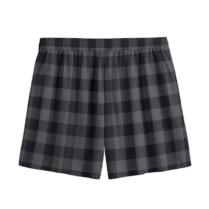 Dark Grey And Black Buffalo Check Print Mesh Shorts