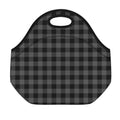 Dark Grey And Black Buffalo Check Print Neoprene Lunch Bag