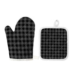 Dark Grey And Black Buffalo Check Print Oven Mitt And Pot Holder Set