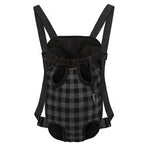Dark Grey And Black Buffalo Check Print Pet Carrier Backpack