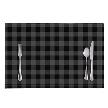 Dark Grey And Black Buffalo Check Print Placemat