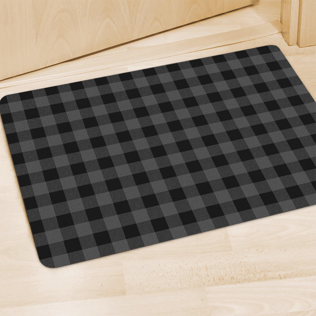 Dark Grey And Black Buffalo Check Print Polyester Doormat