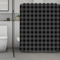 Dark Grey And Black Buffalo Check Print Polyester Shower Curtain