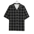 Dark Grey And Black Buffalo Check Print Rayon Hawaiian Shirt
