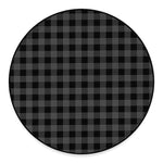 Dark Grey And Black Buffalo Check Print Round Floor Mat