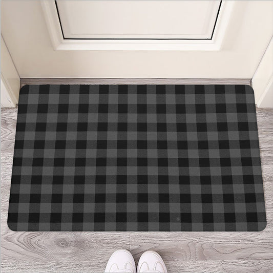 Dark Grey And Black Buffalo Check Print Rubber Doormat