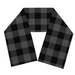 Dark Grey And Black Buffalo Check Print Scarf