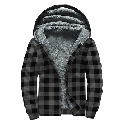 Dark Grey And Black Buffalo Check Print Sherpa Lined Zip Up Hoodie