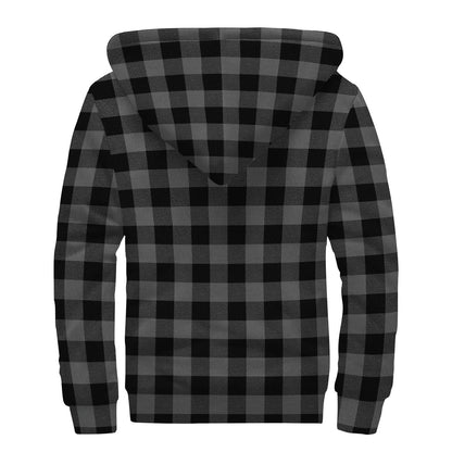 Dark Grey And Black Buffalo Check Print Sherpa Lined Zip Up Hoodie