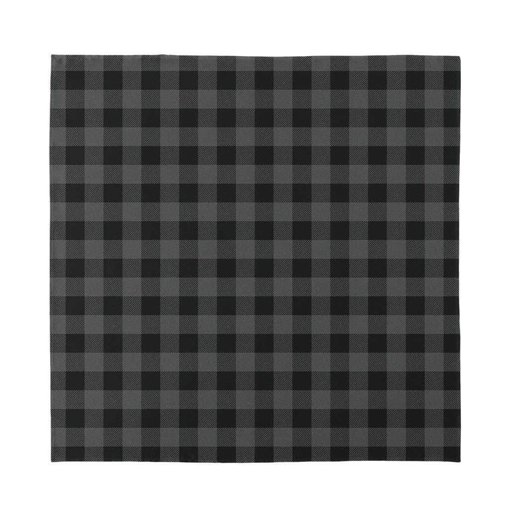 Dark Grey And Black Buffalo Check Print Silk Bandana