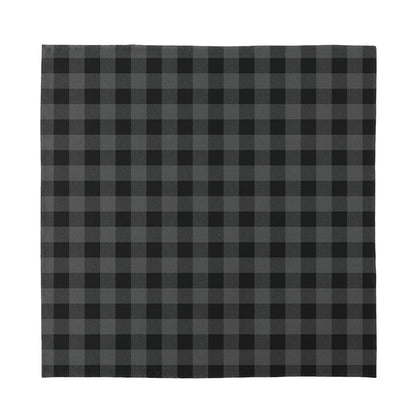 Dark Grey And Black Buffalo Check Print Silk Bandana