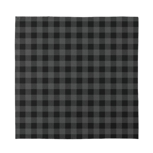 Dark Grey And Black Buffalo Check Print Silk Bandana