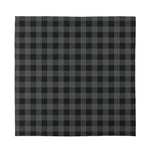 Dark Grey And Black Buffalo Check Print Silk Bandana