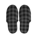 Dark Grey And Black Buffalo Check Print Slippers
