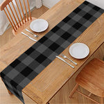Dark Grey And Black Buffalo Check Print Table Runner