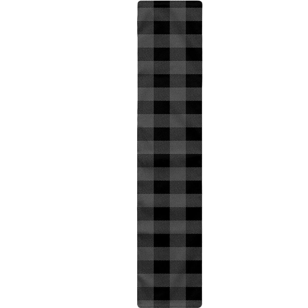 Dark Grey And Black Buffalo Check Print Table Runner