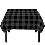 Dark Grey And Black Buffalo Check Print Tablecloth