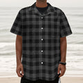 Dark Grey And Black Buffalo Check Print Textured Short Sleeve Shirt