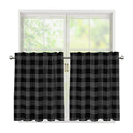 Dark Grey And Black Buffalo Check Print Tier Curtains