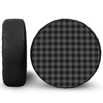 Dark Grey And Black Buffalo Check Print Tire Cover