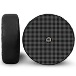 Dark Grey And Black Buffalo Check Print Tire Cover With Camera Hole