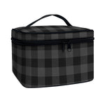 Dark Grey And Black Buffalo Check Print Travel Makeup Bag