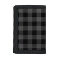Dark Grey And Black Buffalo Check Print Trifold Wallet