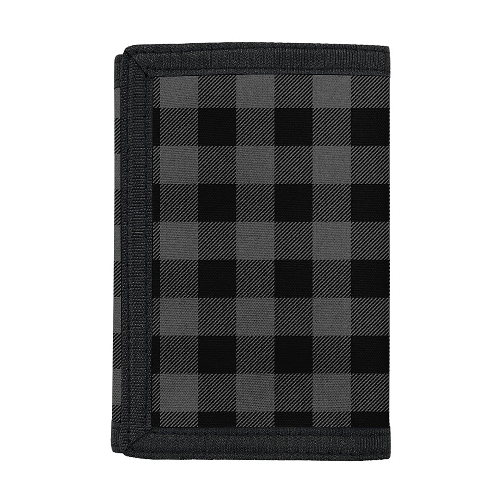 Dark Grey And Black Buffalo Check Print Trifold Wallet