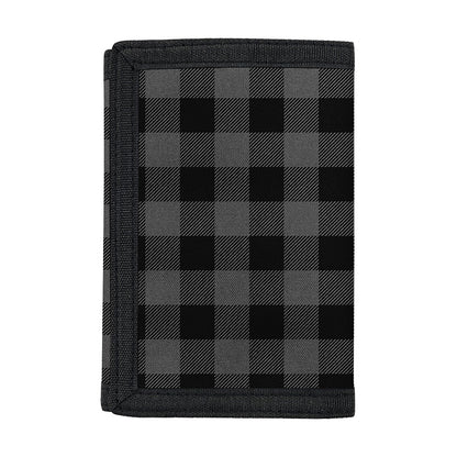 Dark Grey And Black Buffalo Check Print Trifold Wallet