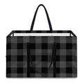 Dark Grey And Black Buffalo Check Print Utility Tote Bag
