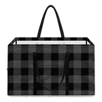 Dark Grey And Black Buffalo Check Print Utility Tote Bag