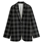 Dark Grey And Black Buffalo Check Print Women's Blazer